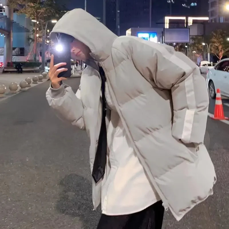 Thick wool lined hooded cotton coat jacket mens casual autumnwinter cartoon couple top pad 240822