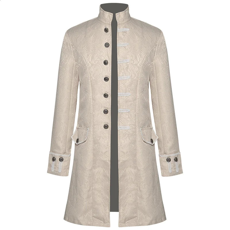 Fashion Men Thin Stage Performance Dress Long Jacket Red / Blue / Black Male Stand-up Collar Jacquard Halloween Trench Coat 240822