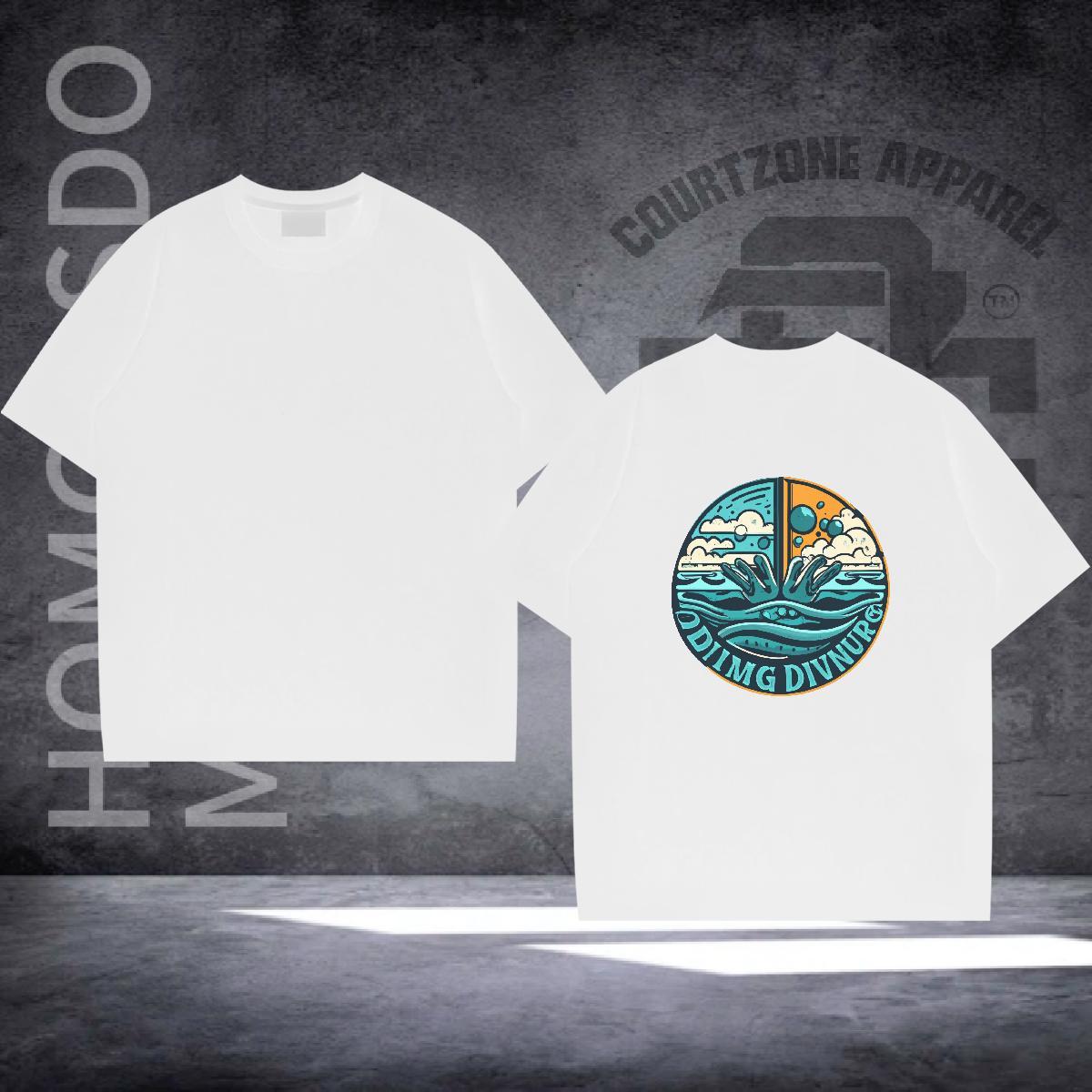 Free Shipping Men T Shirts 100% Cotton 230g beach Casual Beach Cartoon Print Short Sleeve Soft Men Tees New Wear