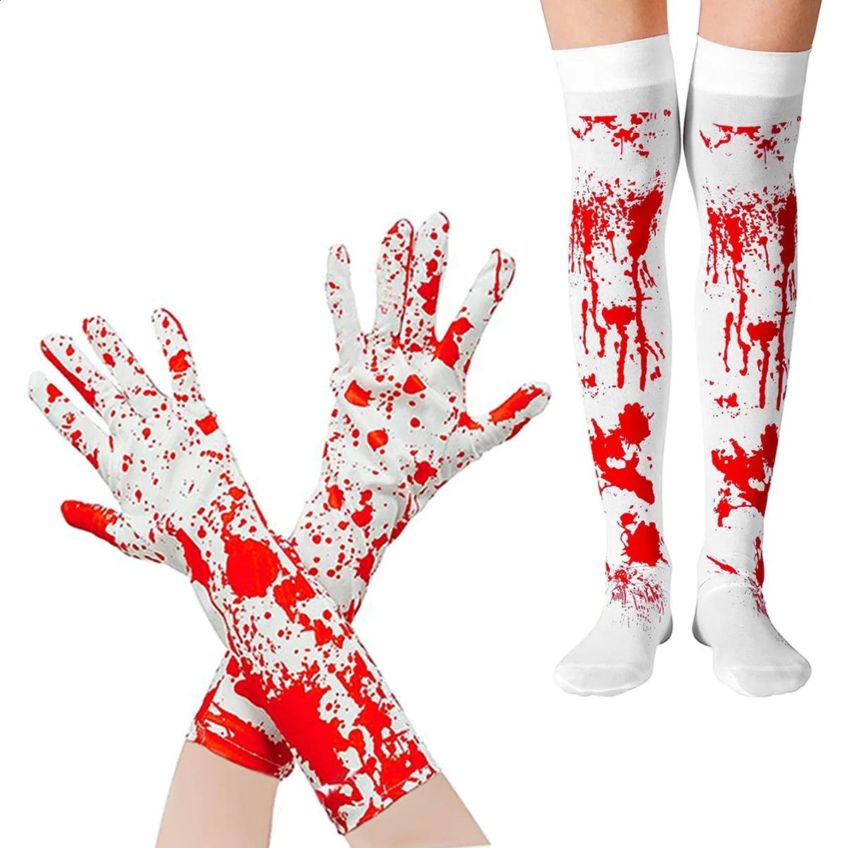 Halloween cosplay nurse costume socks bloody high stockings womens long blood stained knee w240824
