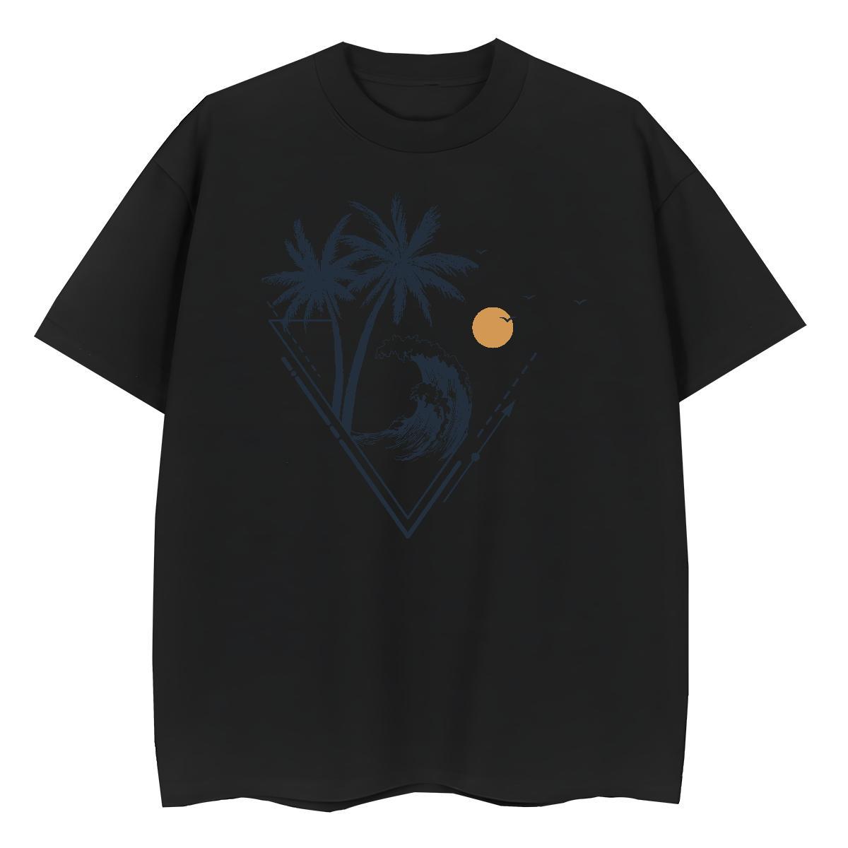 Free Shipping Couples T Shirts 100% Cotton 230g sea wave Street Wear Women T Shirts Comfortable DIY Anime Printed Polos