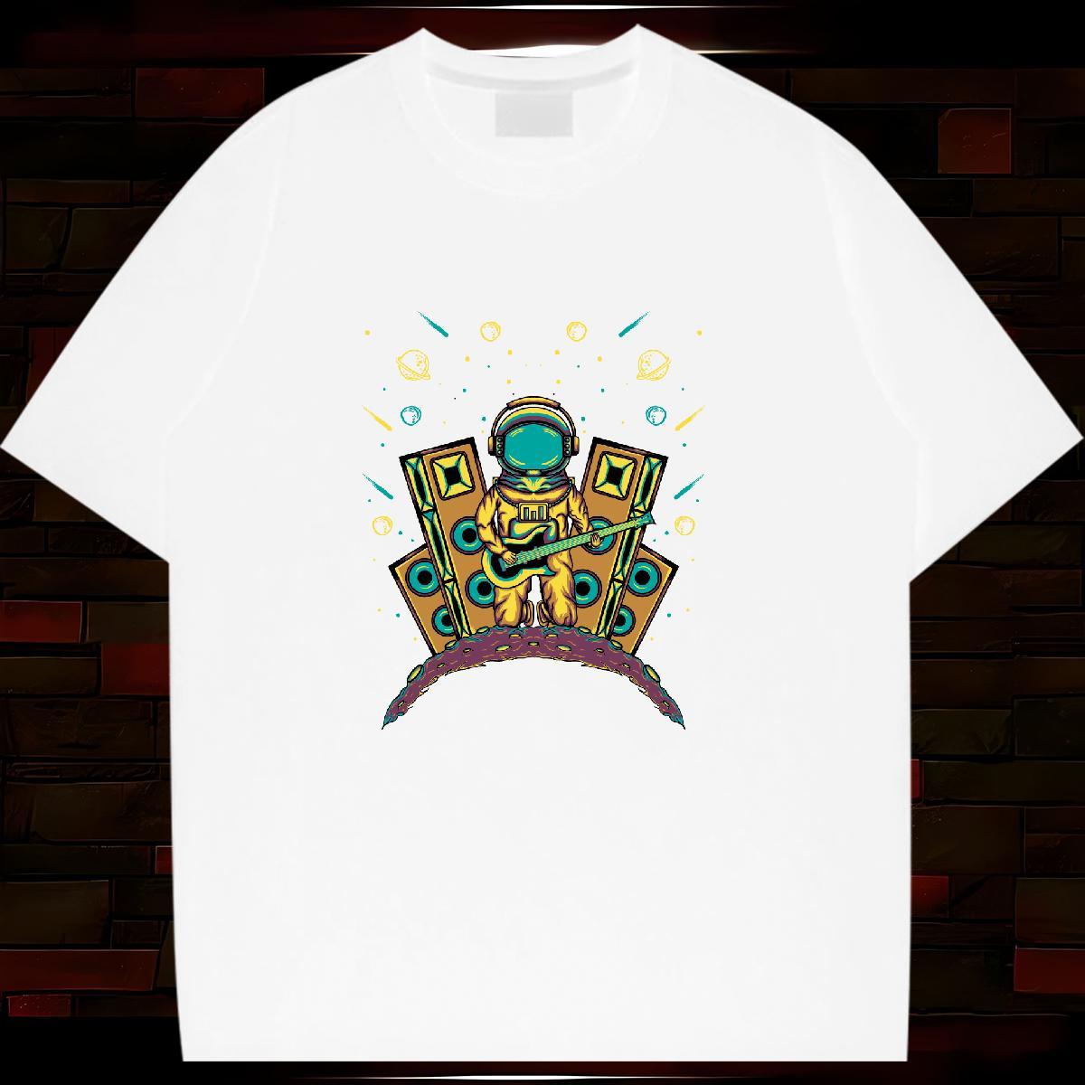 Unisex Women Tees 230g Pure Cotton cosmonaut Spring Summer Woman T Shirts O-Neck Short Sleeve Customized Tops