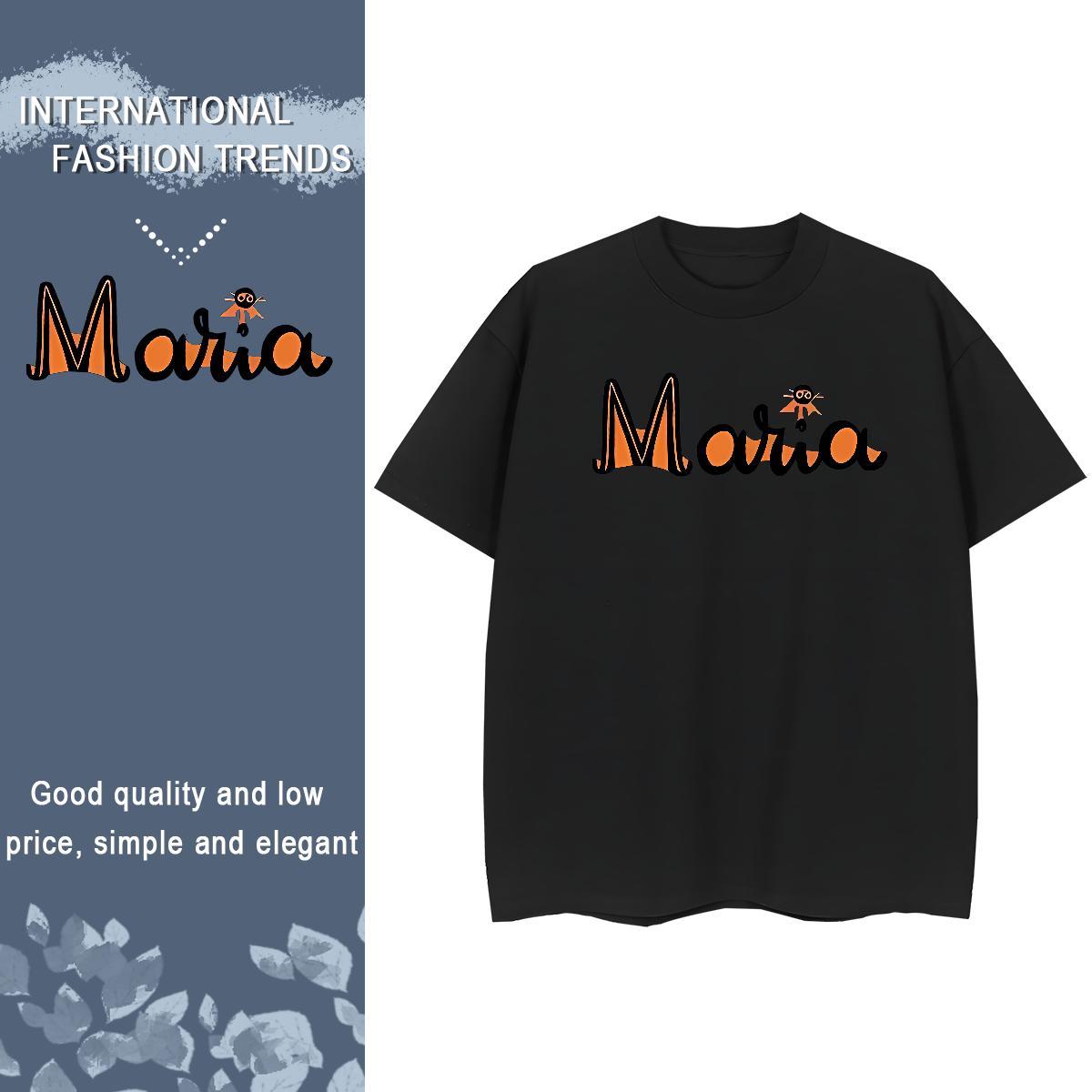 Lady Woman Tshirt 230g Cotton letter Spring Summer T shirt Breathable Custom Cartoon Tops