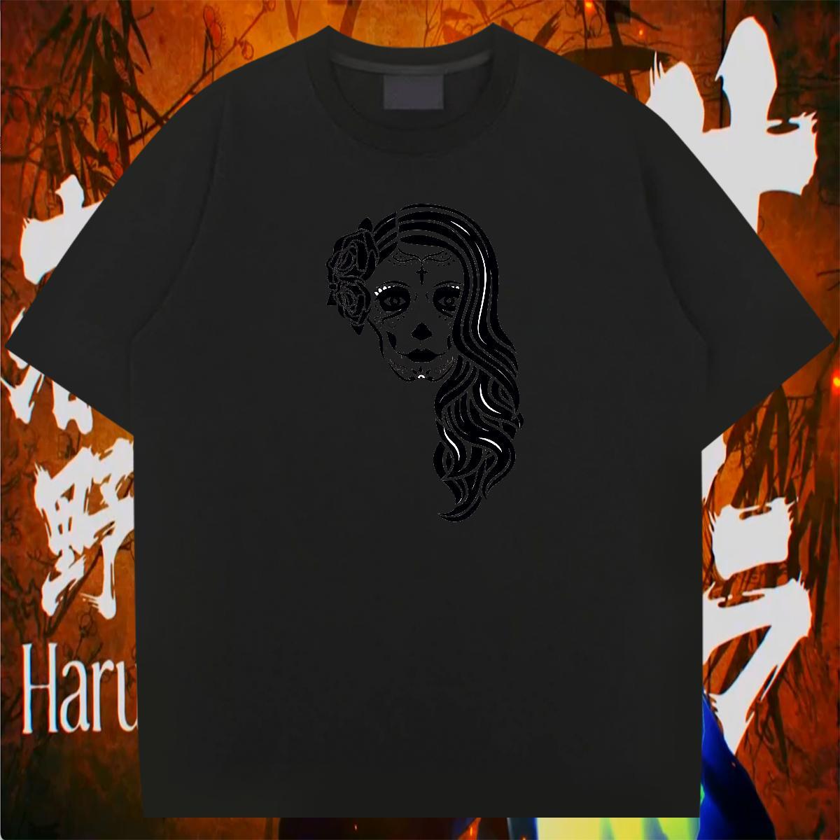 Popular Men T Shirts 230g Pure Cotton skull Daily Outfit DIY Breathable Crew Neck Tshirts Designer Fashion Tees Shirts
