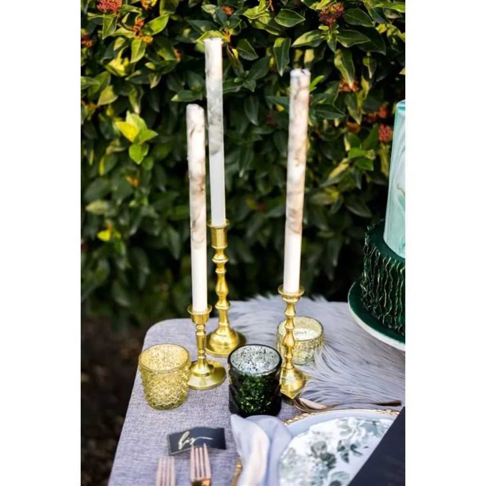 Gold Mixed Taper Holders Set of 10 Mismatched Candlesticks Set Bohemian Decorative Y240824
