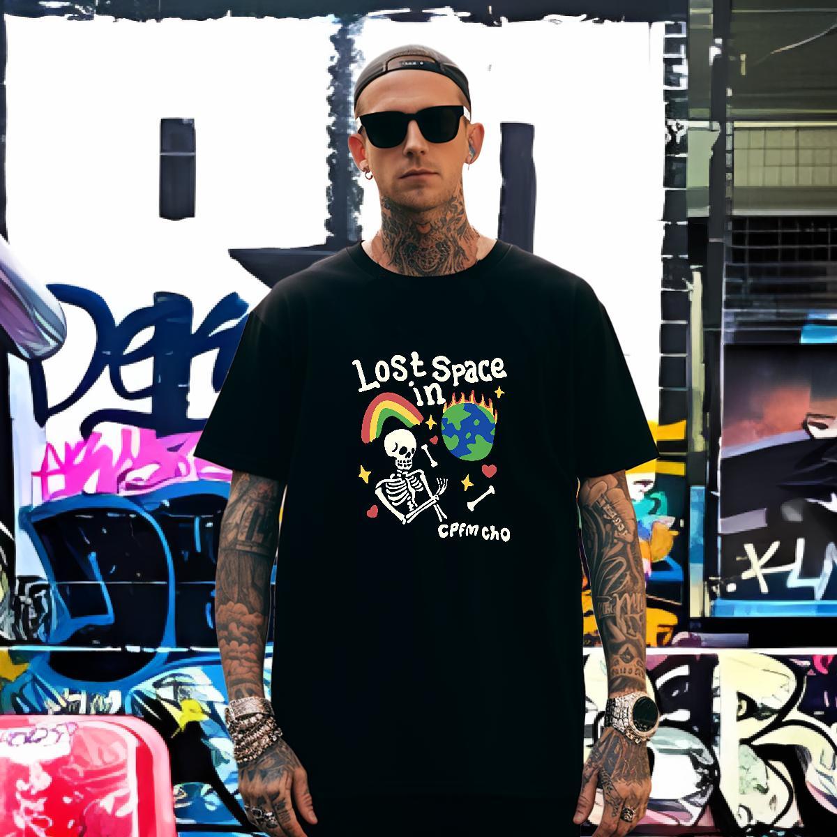 Soft Men T Shirts 230g Pure Cotton skull Home Outdoor Custom Big Size Breathable Short Sleeve Men Tops Tees Fashion Casual Clothings