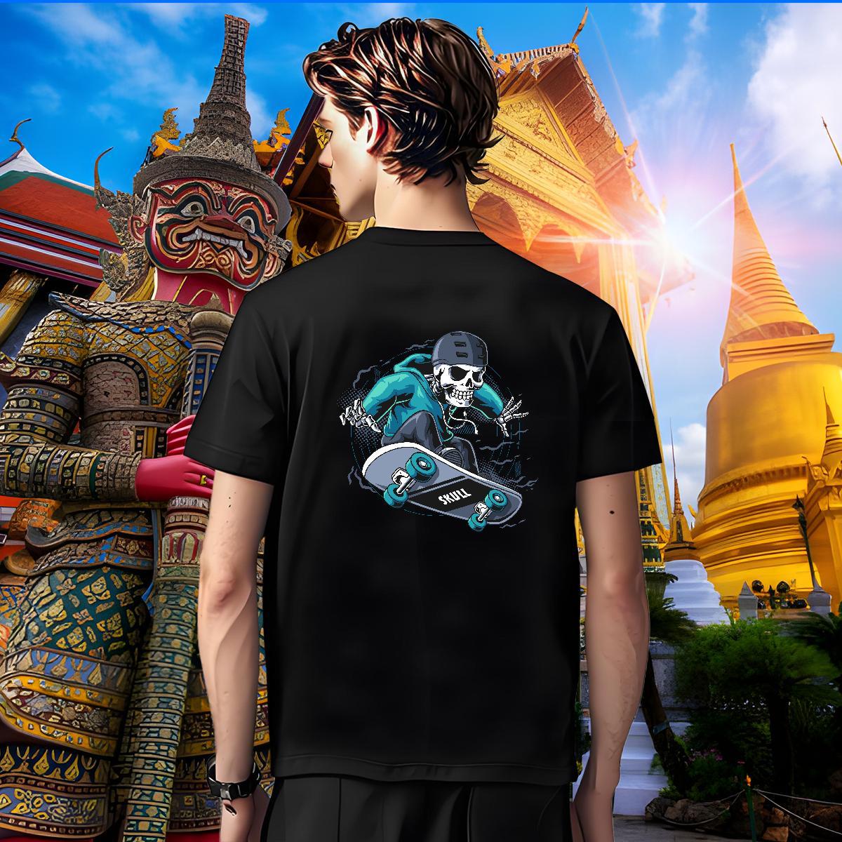 Popular T Shirts Men 230g Cotton skateboarding Casual Daily Wear Custom Print Plus Size Crew Neck Mens Tshirts 2024 New Tee Shirt