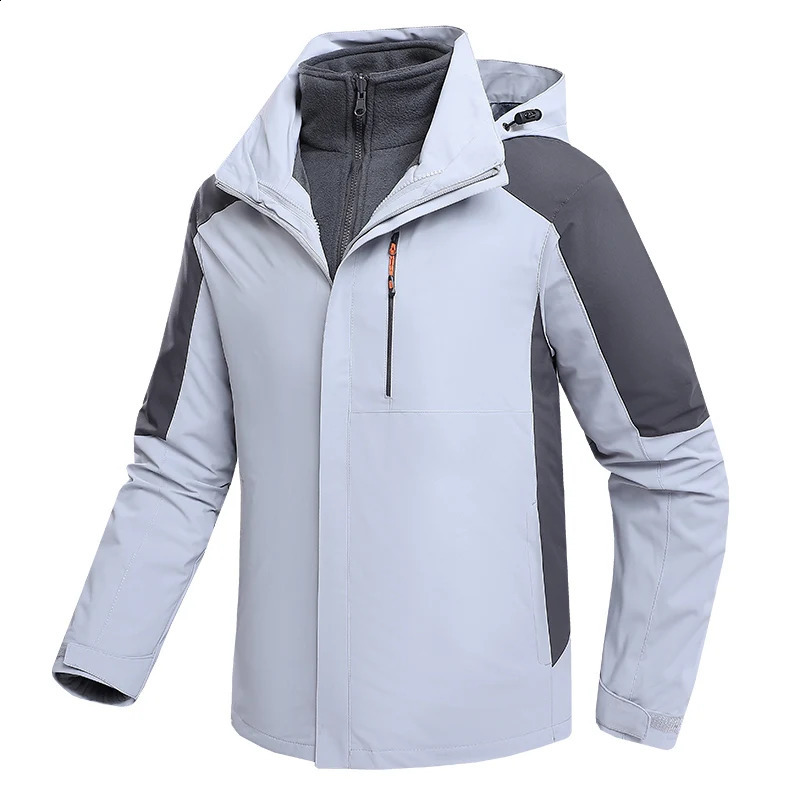 Warm winter jacket windproof waterproof zipper hooded Parka mens twopiece set 3in1 240822
