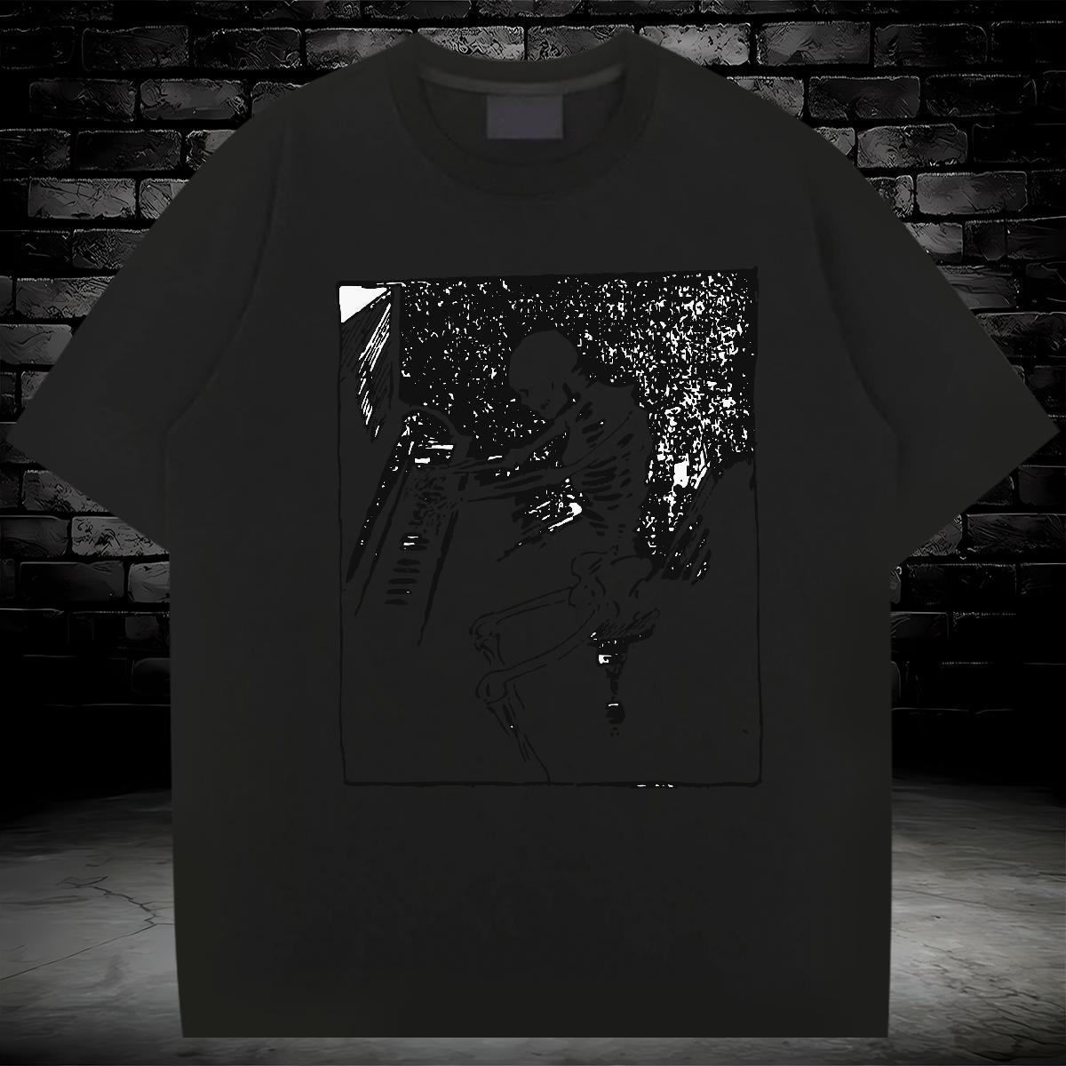 Unisex T shirt 230g Pure Cotton skull Hip Hop Street Plus Size Custom O Neck Short Sleeves Mens Tshirts Fashion New Wear