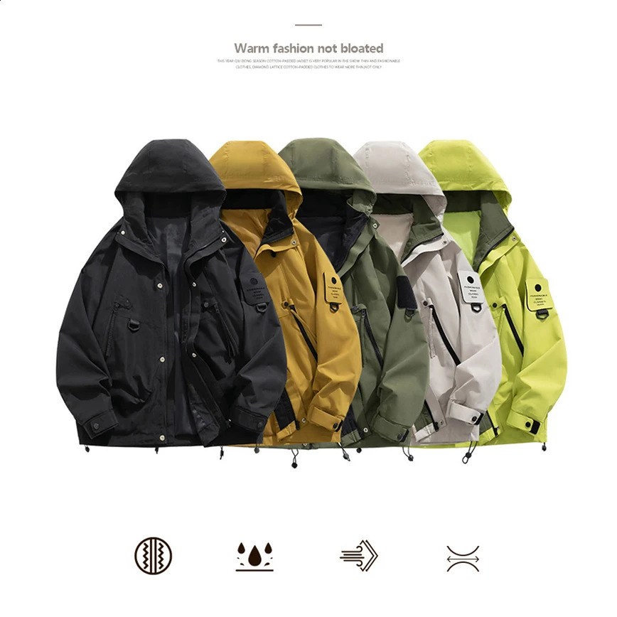 Autumn Mens Casual Jackets Korean Fashion Outdoor Hooded Windbreaker Waterproof Black Bomber Camping Loose Thin Coats 240822