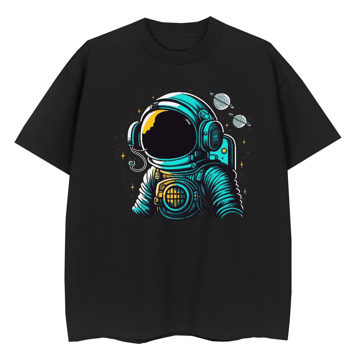 Loose Tshirt for Man Woman 100% Cotton 230g cosmonaut Beach T Shirts Women Breathable Custom Cartoon Tee Shirt
