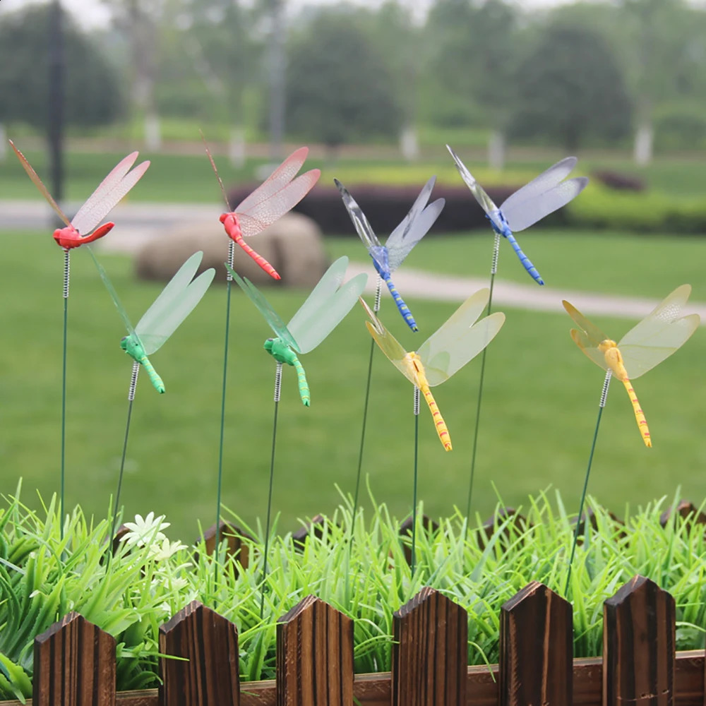 51050pcs Colorful 3D Dragonfly Garden Yard Planter Flower Arrangement Outdoor Decor Pots Decoration 240822