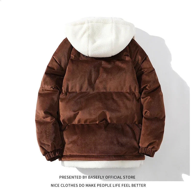 ly arrived thick and warm winter hooded mens bomber inflatable jacket couple park unisex female college high street fashion 240822