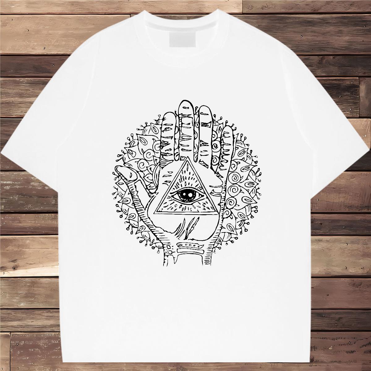 Popular T Shirt For Man 100% Cotton 230g eye of the devil Casual White Plus Size Breathable Crew Neck Men Tops Tees New Designer Clothings