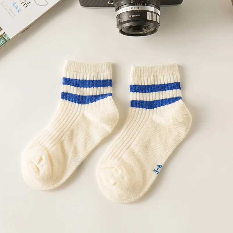 Cotton childrens socks childrens socks striped boys and girls white school socks sports basketball shoes Meias color 2 stripes 1-8 Y X2503221