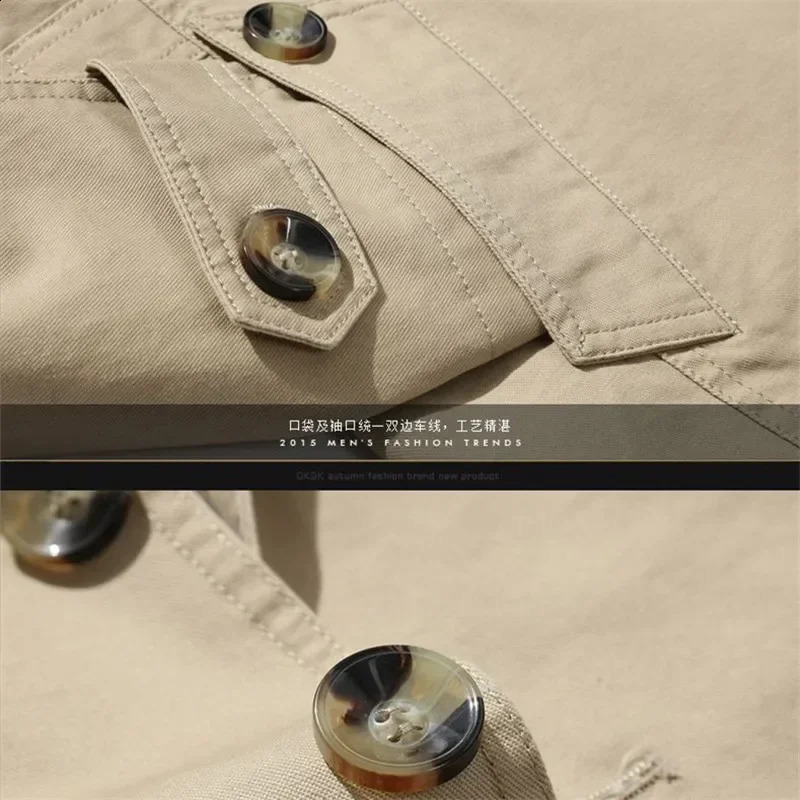 Mens Business Windbreaker Solid Casual Long Jackets Men Cotton Trench Coats Spring Autumn Fashion Male Suit Streetwear Blazers 240822