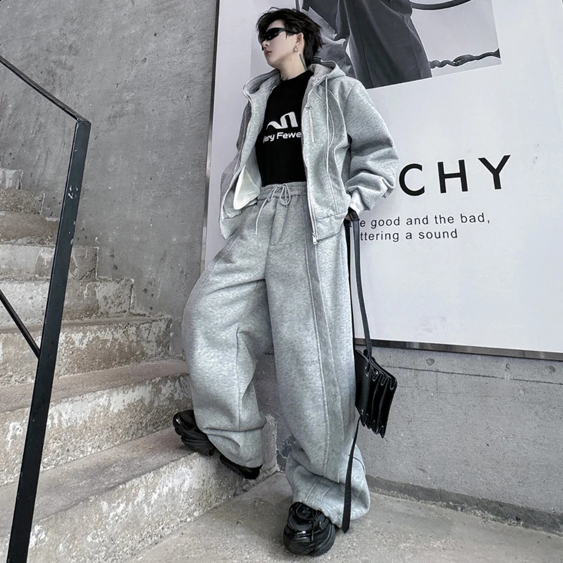 LUZHEN Autumn Plain Fashion Hooded Long Sleeve Sweatshirt Two Piece Sets Stylish Streetwear Sport Men Straight Pants LZ4711 240822