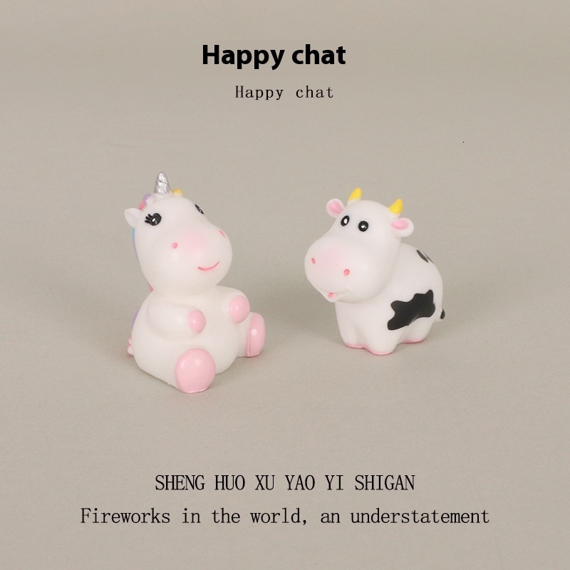 Cute Little Unicorn Calf Garden Ornament with Moss - Perfect Small Pottery Craft for Interior Design