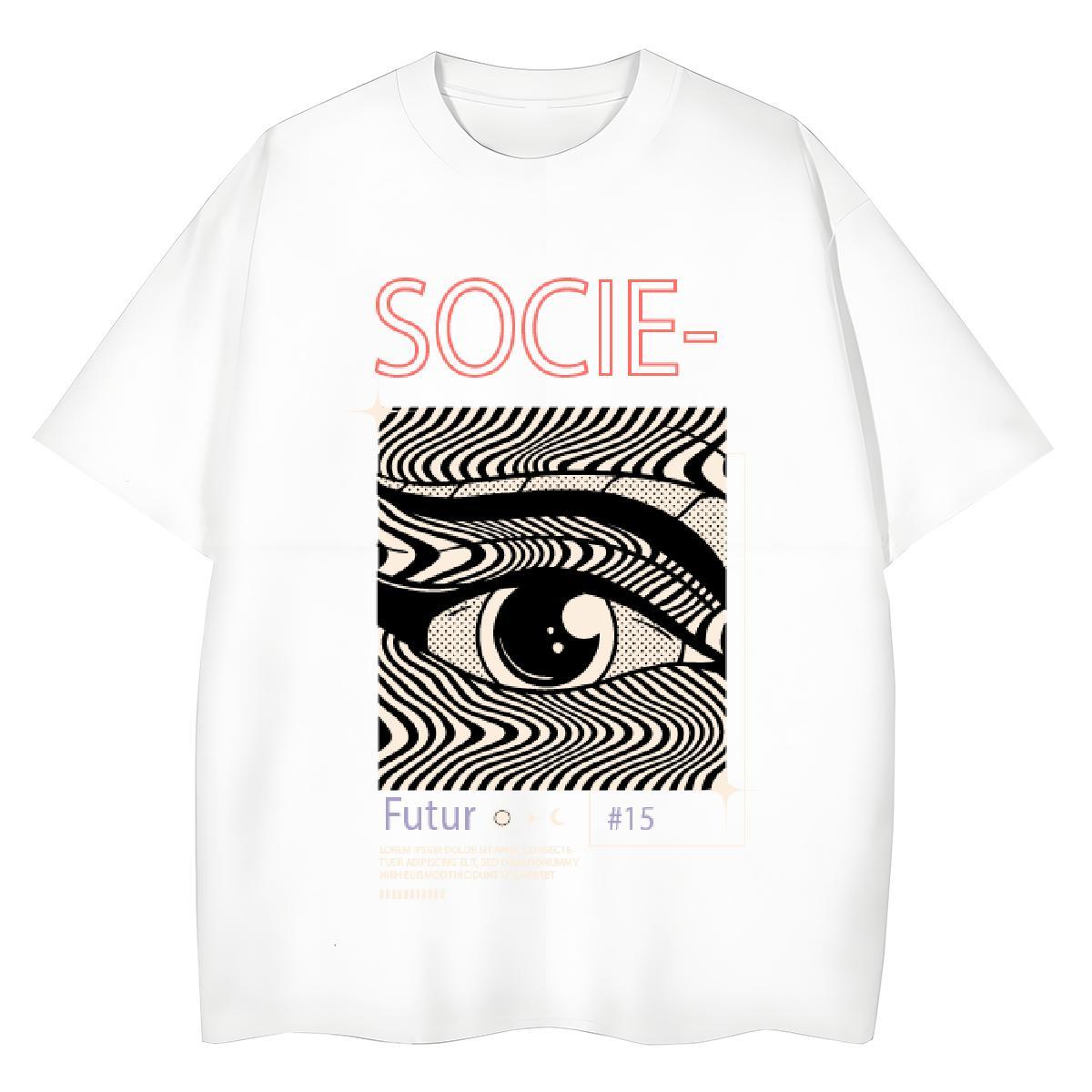Brand Woman Tshirt 100% Cotton 230g eyes Casual T Shirt For Woman Breathable Anime Print Top Shirts