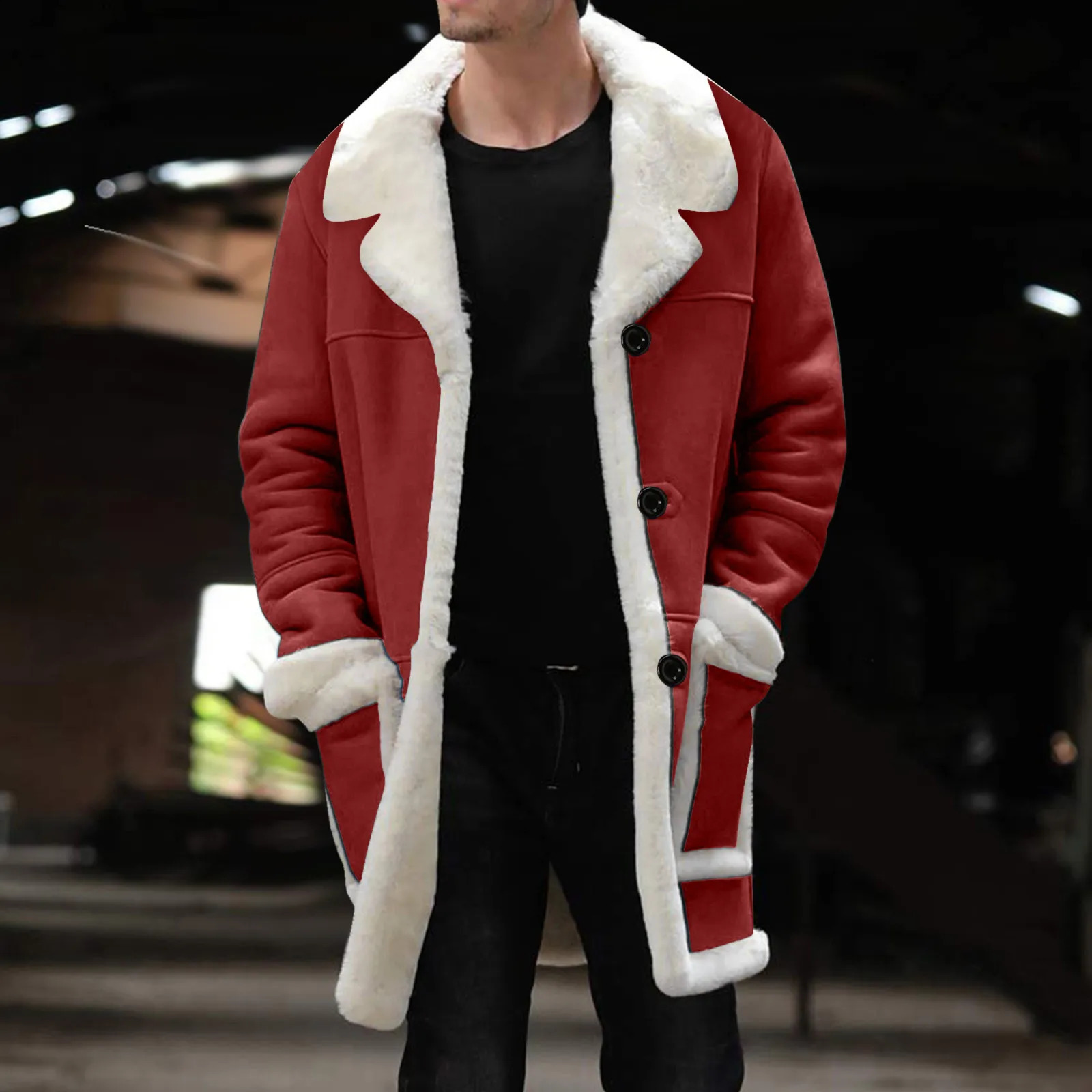 Men Plus Size Winter Coat Lapel Collar Long Sleeve Padded Leather Jacket Vintage Thicken Coat Sheepskin Winter Clothes for Man 240822