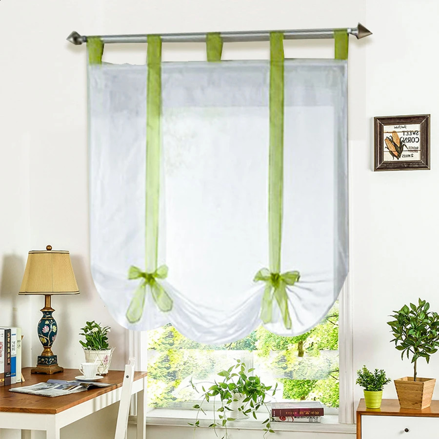 Tulle Curtains European Kitchen Curtains Home Wave Blinds Stitching Colors Living Room Balcony Tieblinds Curtain 1pc 240823