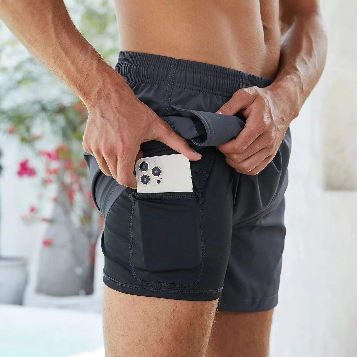 MADHERO Mens Swim Trunks with Compression Liner 2 in 1 Quick Dry Swimming Shorts Swimwear 240823