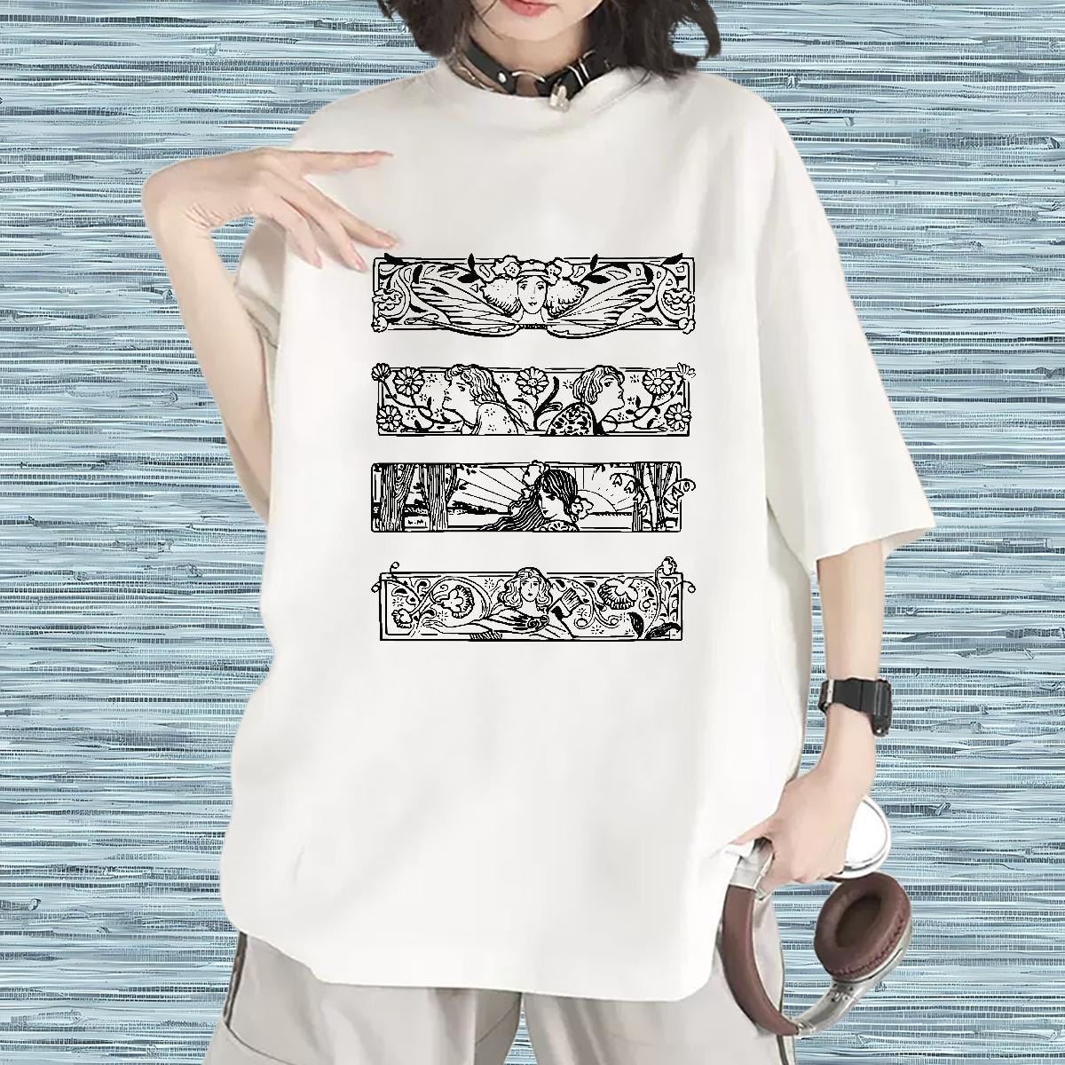 Lady Couples T Shirts 230g Pure Cotton icon Sports Street Wear Womens T Shirts Breathable Soft Anime Clothes Shirt