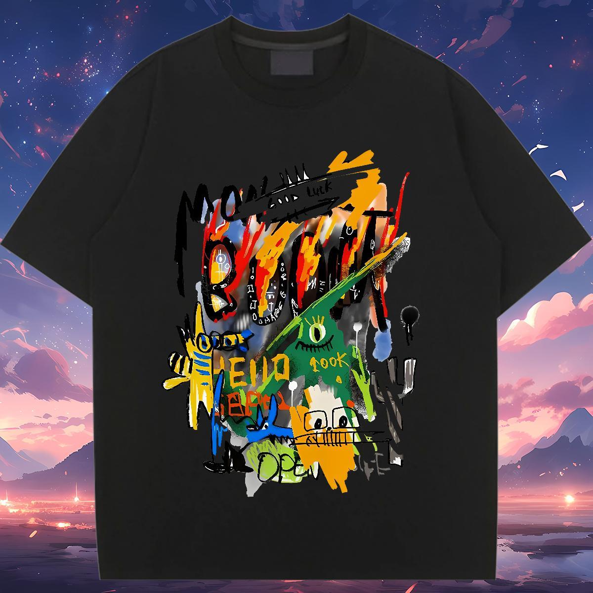 Wholesale Women Tshirts 230g Pure Cotton cartoon Street T Shirt For Woman Crew Neck White Plus Size Top Shirts