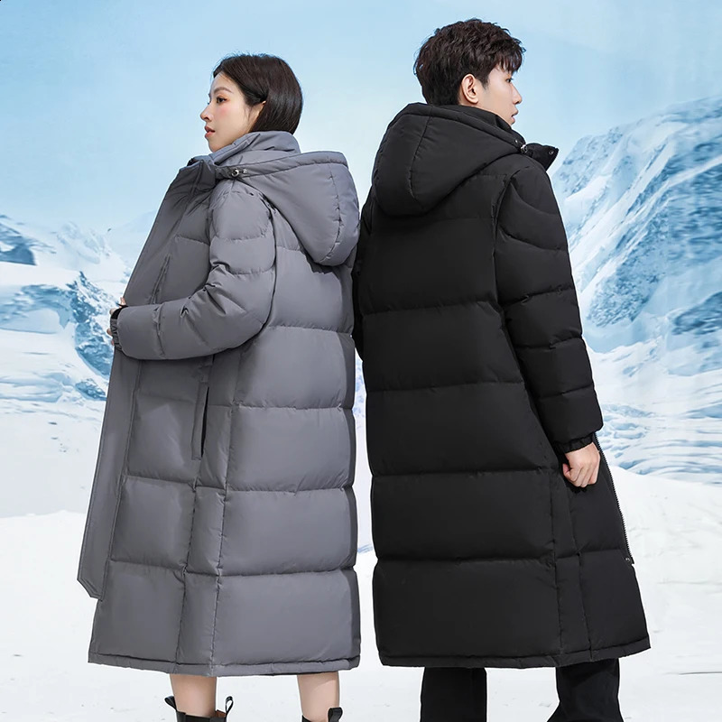 30 ° C down jacket mens long for winter warmth and lightweight white duck street womens clothing 240822