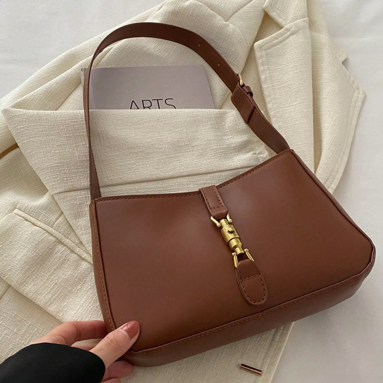 Womens Stylish Handbag Mini Crescent Handbag Inclined shoulder bag Solid color Fashion Travel Vacation Bag 240823