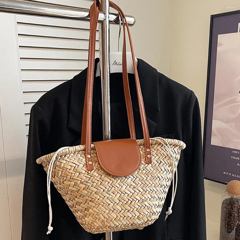2025 NEW Evening Bags Women Straw Woven Summer Beach Large Capacity Weaving Shoulder With Ribbon Clutch For Outdoor Travel zhanyishengli