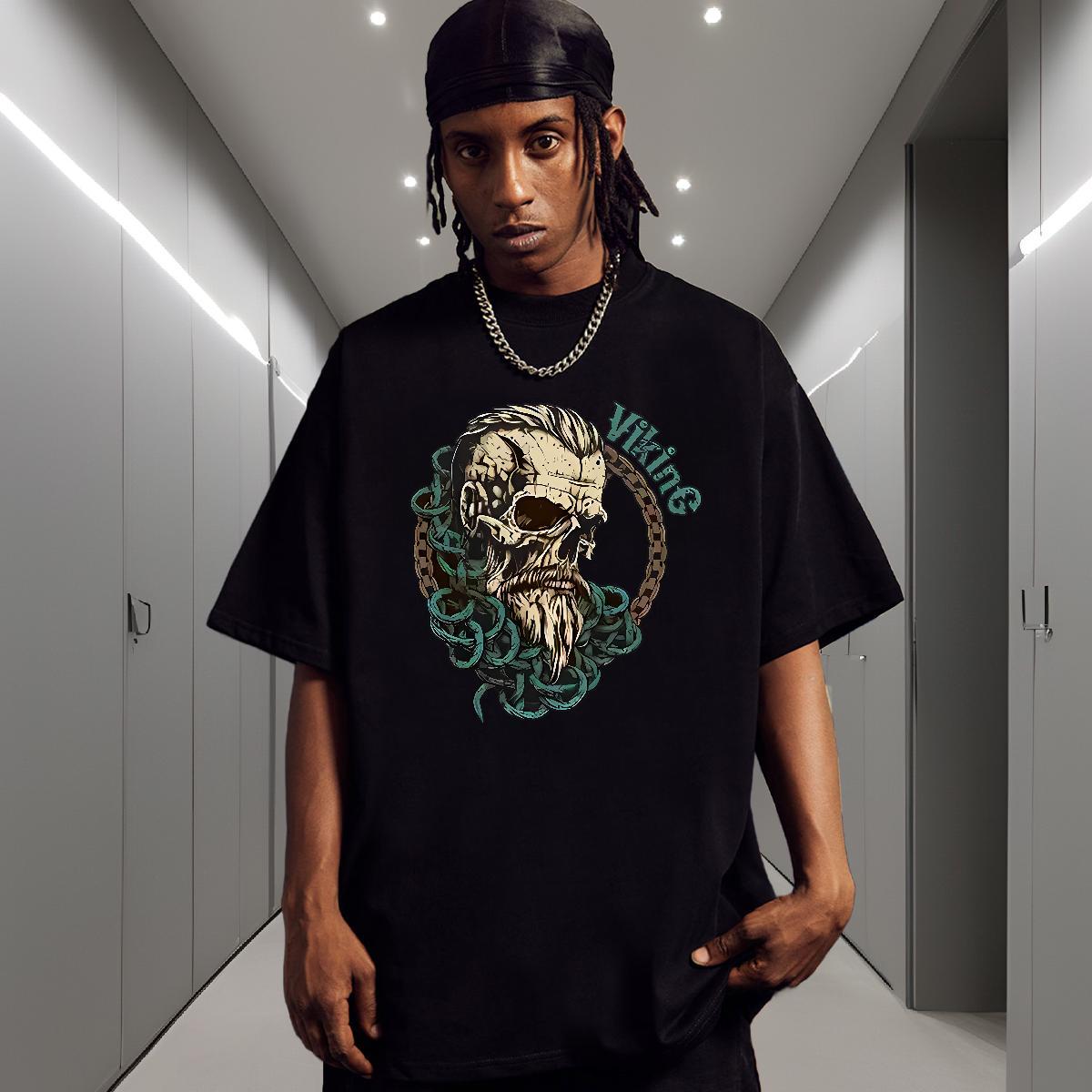 Free Shipping Men T Shirts 230g Pure Cotton skull Outdoor DIY Logo Oversized Breathable Soft Tshirt for Man Woman 2024 New Clothes