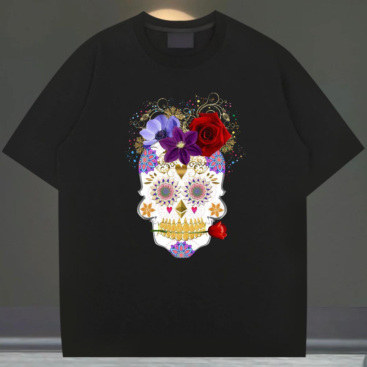 Popular T-Shirts for Men 230g Pure Cotton flower Street wear Hip Hop DIY Logo Oversized Crew Neck Mens Tshirts DIY Customized Tee Shirt