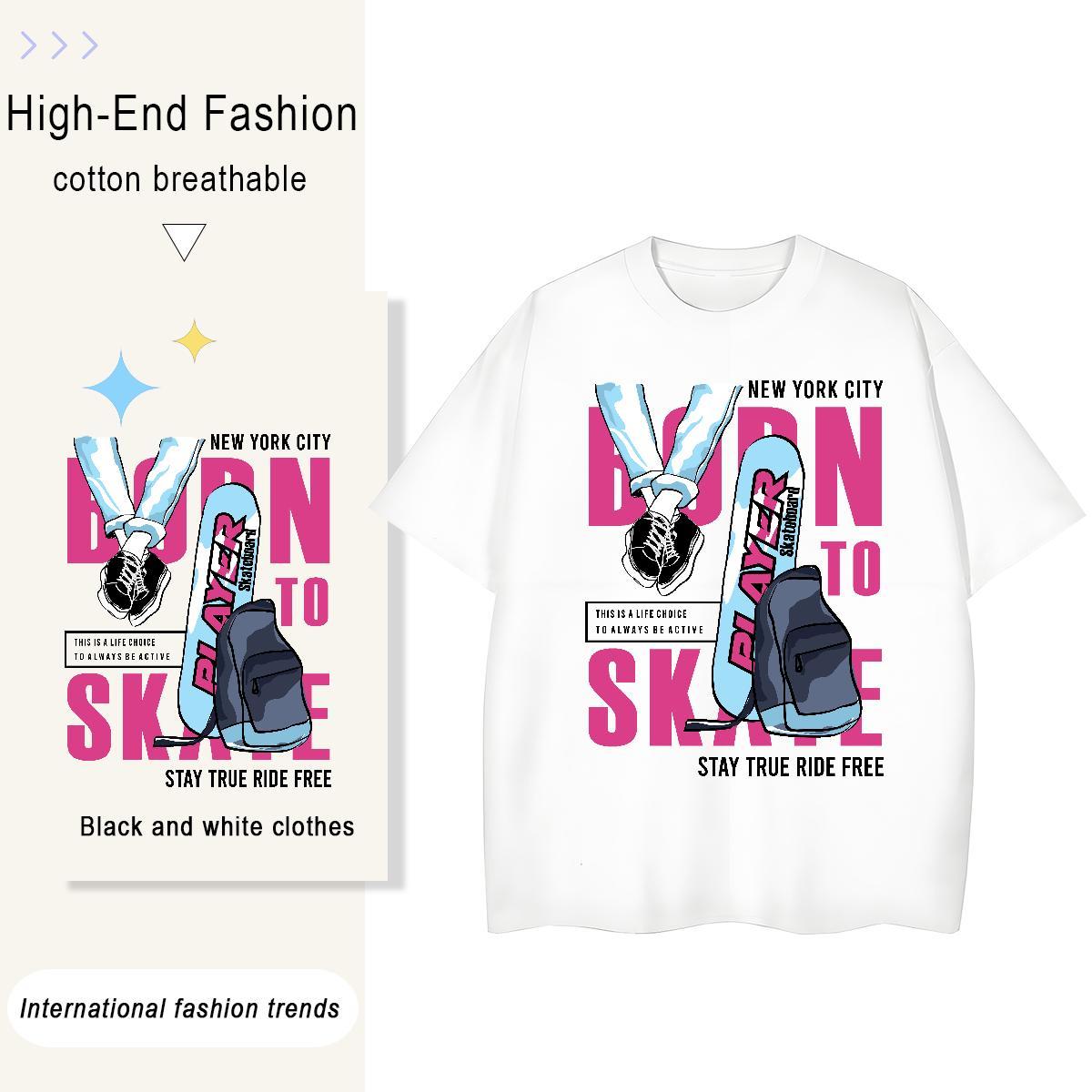 5A Unisex Tshirts 230g Cotton letter Outdoor T-Shirts Breathable Soft DIY Anime Wear