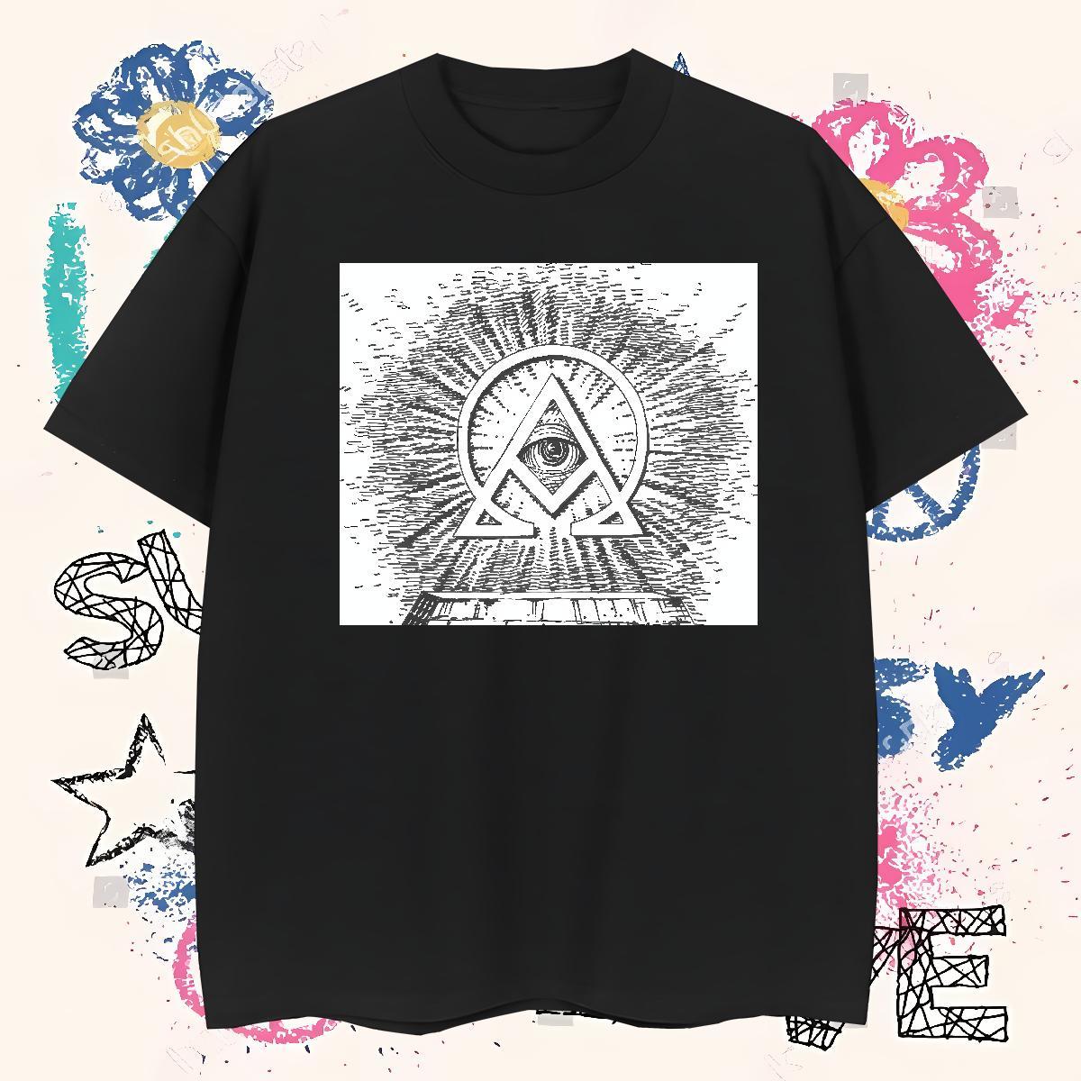 Brand Man T Shirts 100% Cotton 230g eye of the devil Street Wear Custom Print Oversized O-Neck Short Sleeve Men Clothes T-Shirt 2024 New Tee Shirt