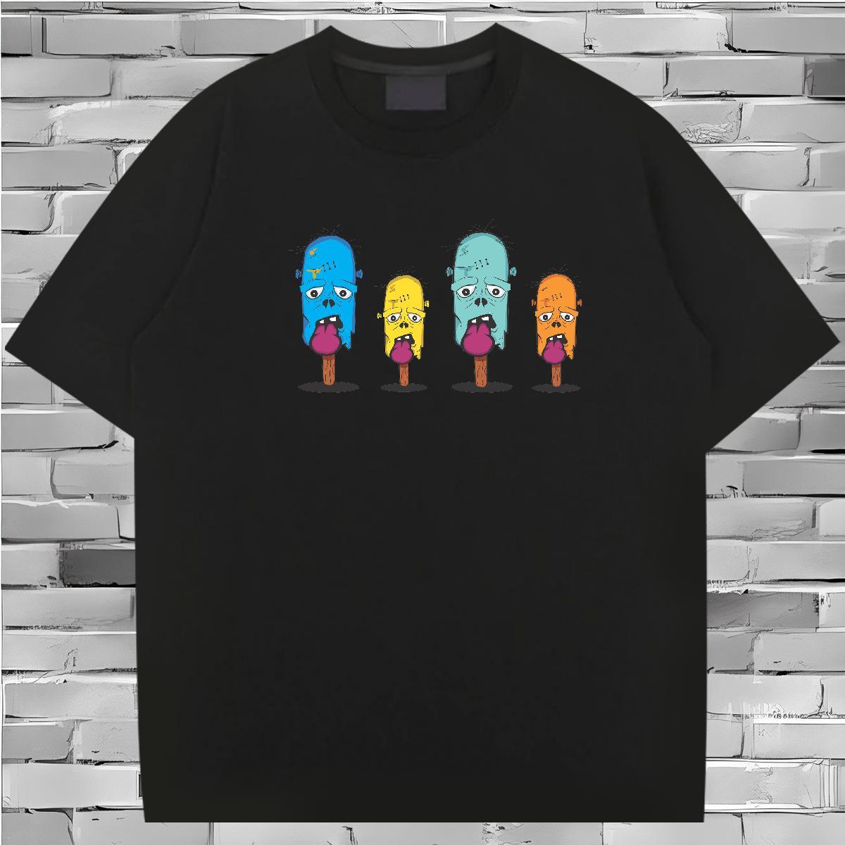 Unisex T-Shirts for Men 230g 100% Cotton skull Hip Hop Street Black Oversized Breathable Short Sleeve Tshirts Classic Casual Tees Shirts