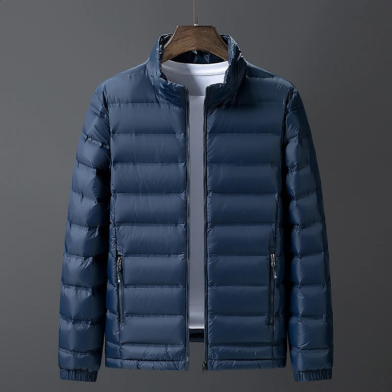 5XL 6XL 7XL 8XL Plus size mens lightweight down jacket autumnwinter youth casual stand up collar white duck 240822