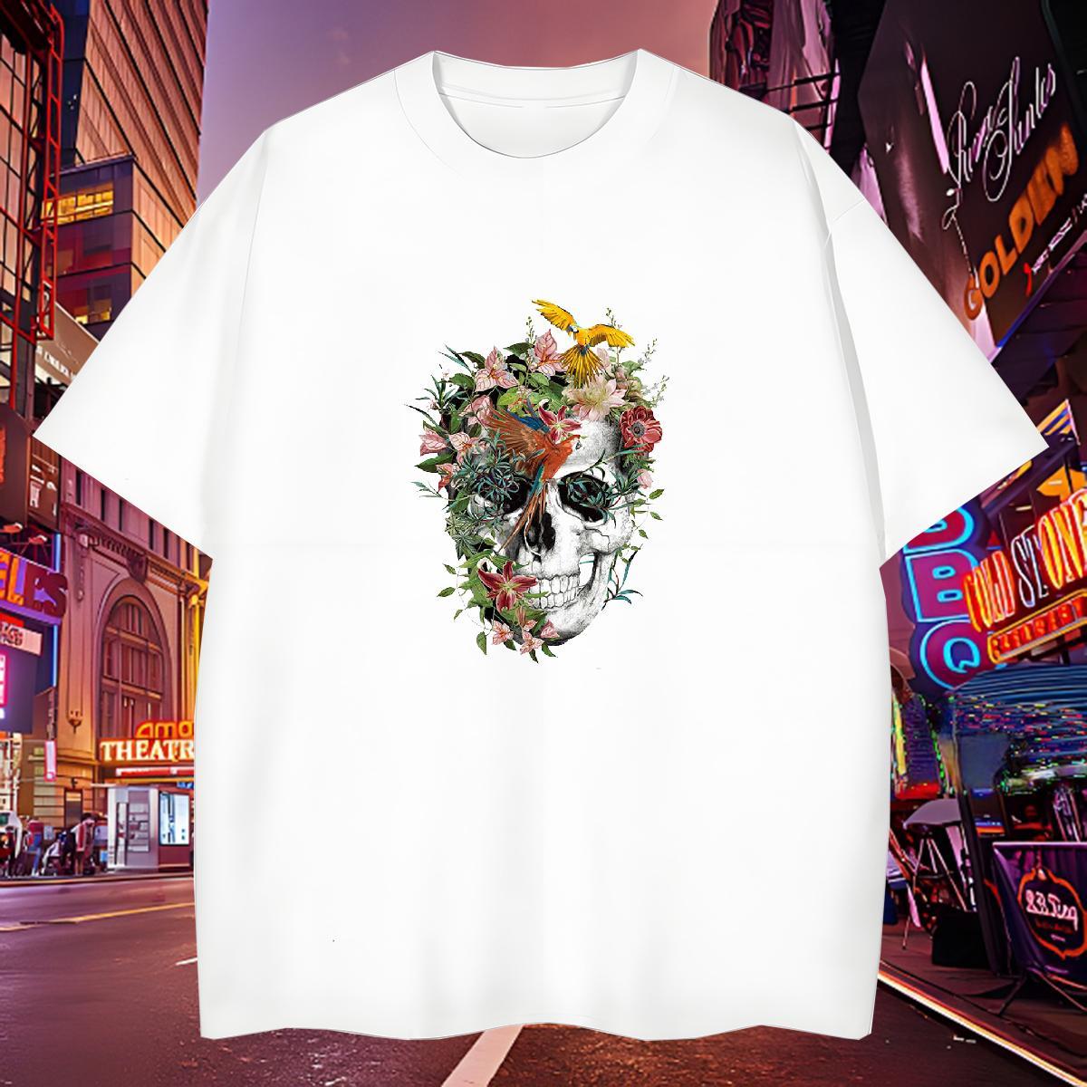 Cool T-Shirts 230g 100% Cotton skull Casual Custom Big Size Breathable Crew Neck Tshirts New Arrival Tee Shirt