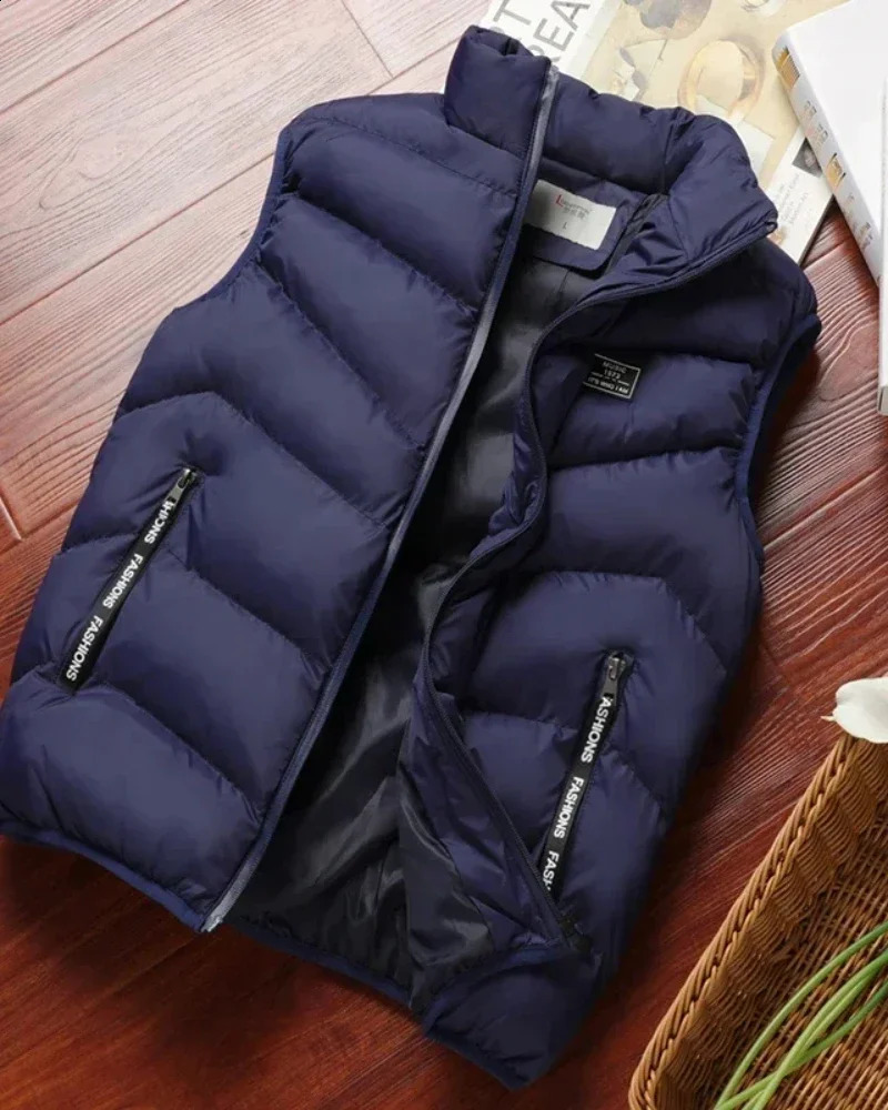 2024 Puffer Sleeveless Coats Mens Solid Color Down Jacket Winter Warm Vest Men Waistcoat Outwear Windbreaker Clothing 240822