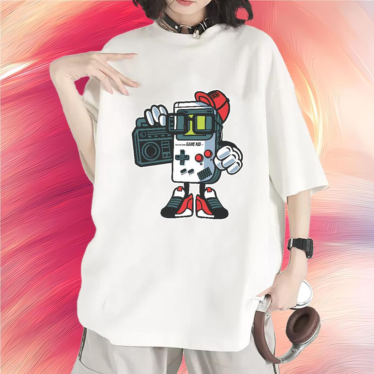 Unisex Women Tees 230g Pure Cotton play games Sports Street Wear T Shirts Women Breathable Short Sleeve Oversized L-4XL Top Tees