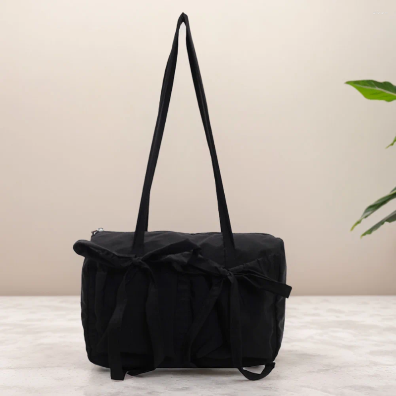 2025 NEW Totes Women Plain Drawstring With Bow Canvas Cute Shoulder Zipper Large Handbag Solid Underarm zhanyishengli
