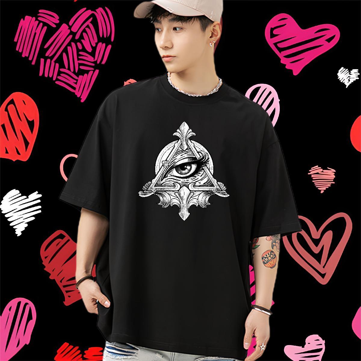 Soft T shirt 230g 100% Cotton eye of the devil Outdoor Oversized 4XL Pure Cotton Men Tshirts Fashion New Top Tees