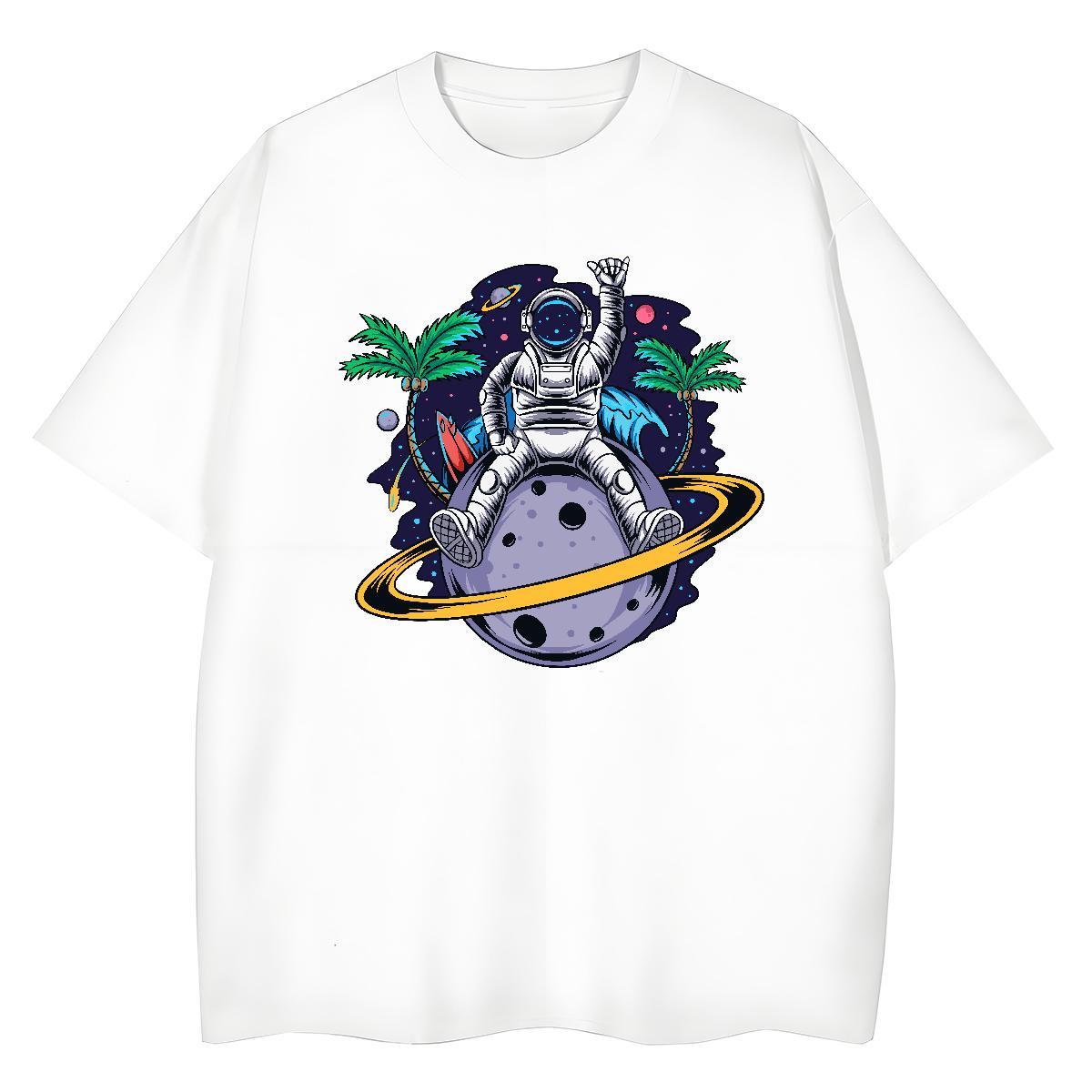 Wholesale Unisex Tshirts 100% Cotton 230g outer space Street Women T Shirts Breathable Short Sleeve Customized Tops