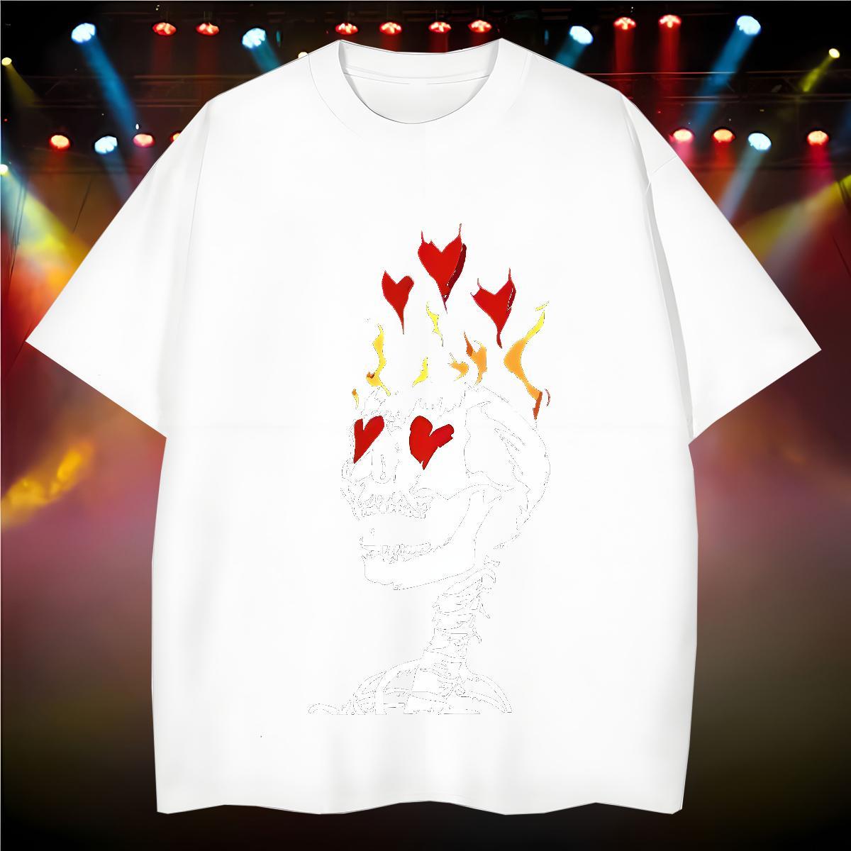 Loose Mens T Shirts 100% Cotton 230g skull Sports Casual Anime Crew Neck Men Tees Fashion Design Clothes