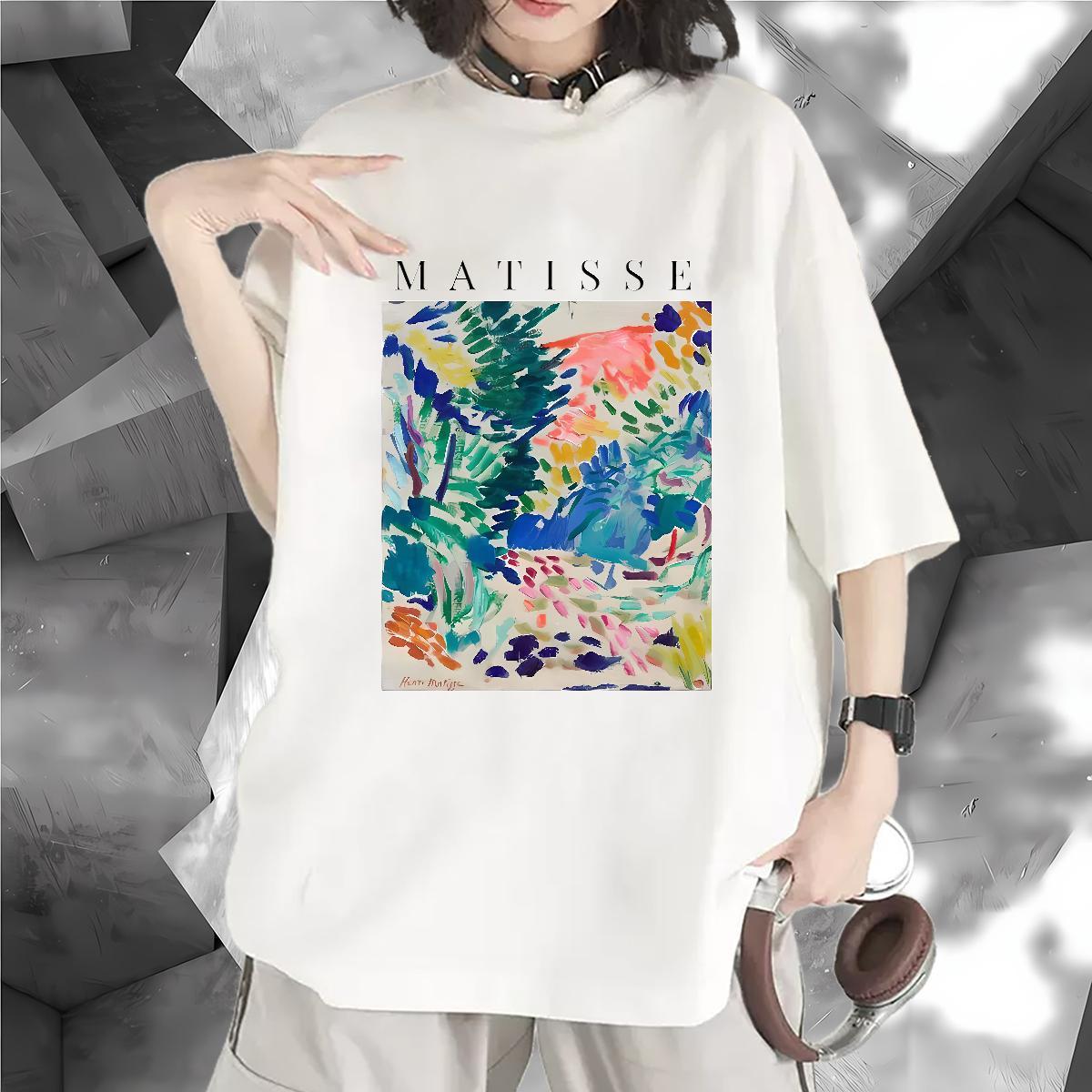 5A Couples T Shirts 230g 100% Cotton painting Daily Outfit T shirt Round Neck Short Sleeve Black White Polos