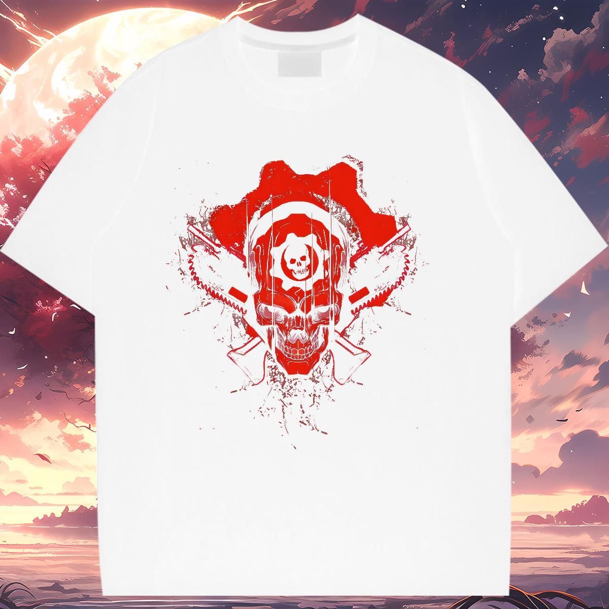 Loose Woman Tshirt 100% Cotton 230g scary Sports Casual T-Shirts for Women Short Sleeve O-Neck Skull Polos