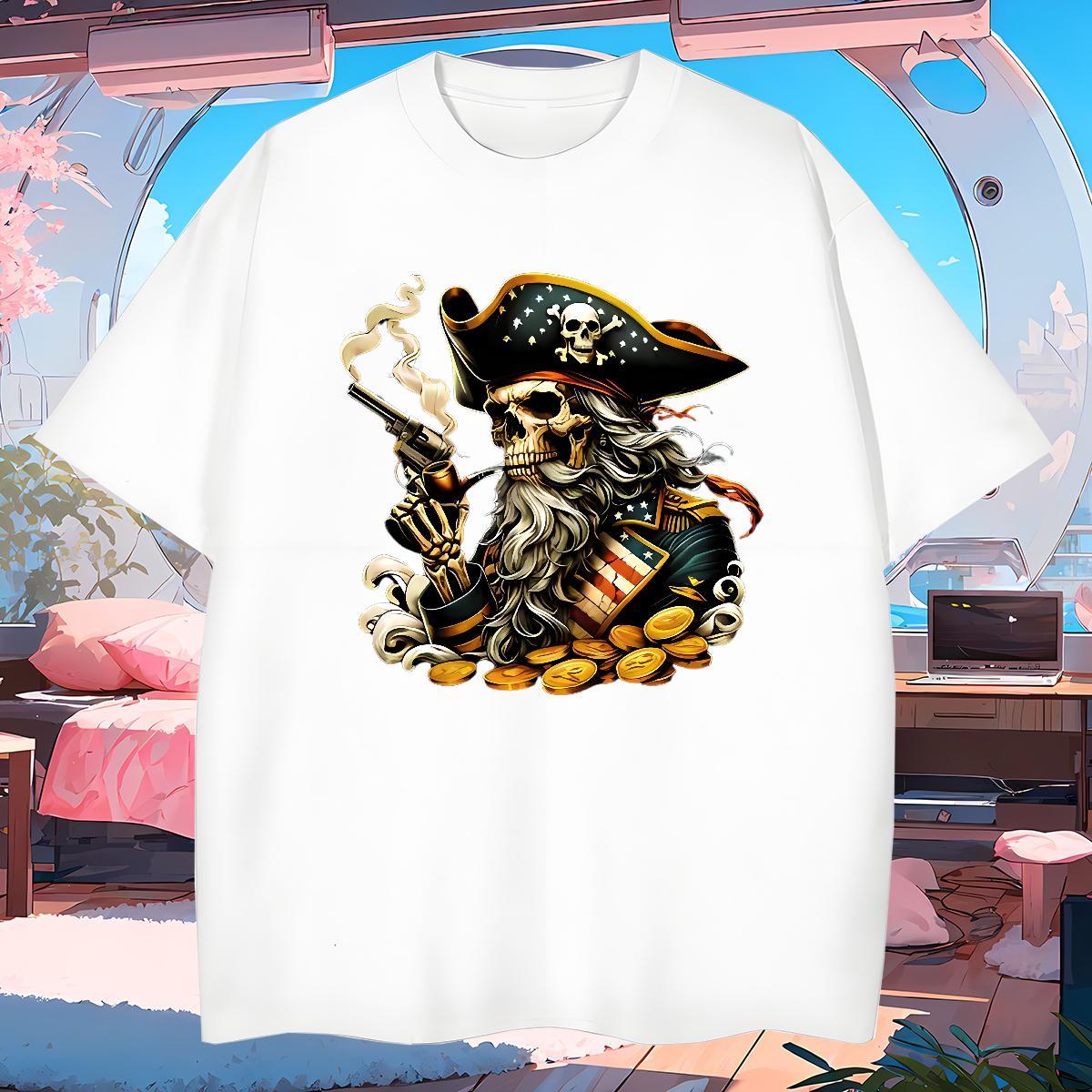 Popular T shirt 230g 100% Cotton skull Anime Printing Street DIY Logo Oversized Pure Cotton Couples T Shirts Free Shipping Tee Shirt