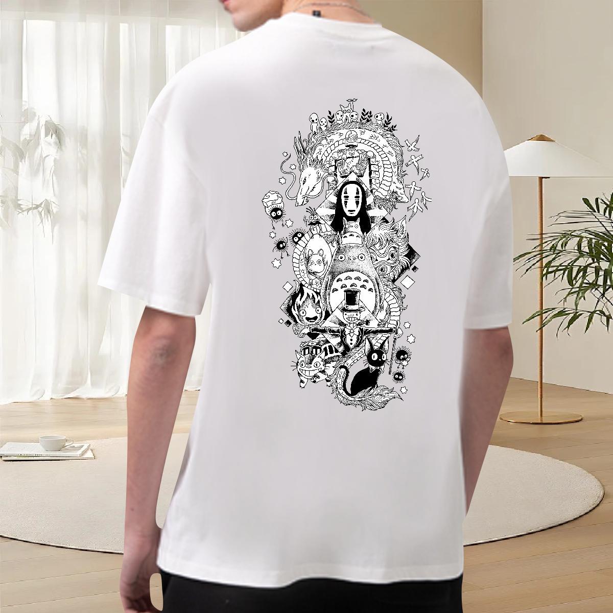 Brand Men T Shirts 230g Pure Cotton eye of the devil Casual Daily Wear Black White Round Neck Short Sleeve Mens Tshirts Fashion Tops Shirt