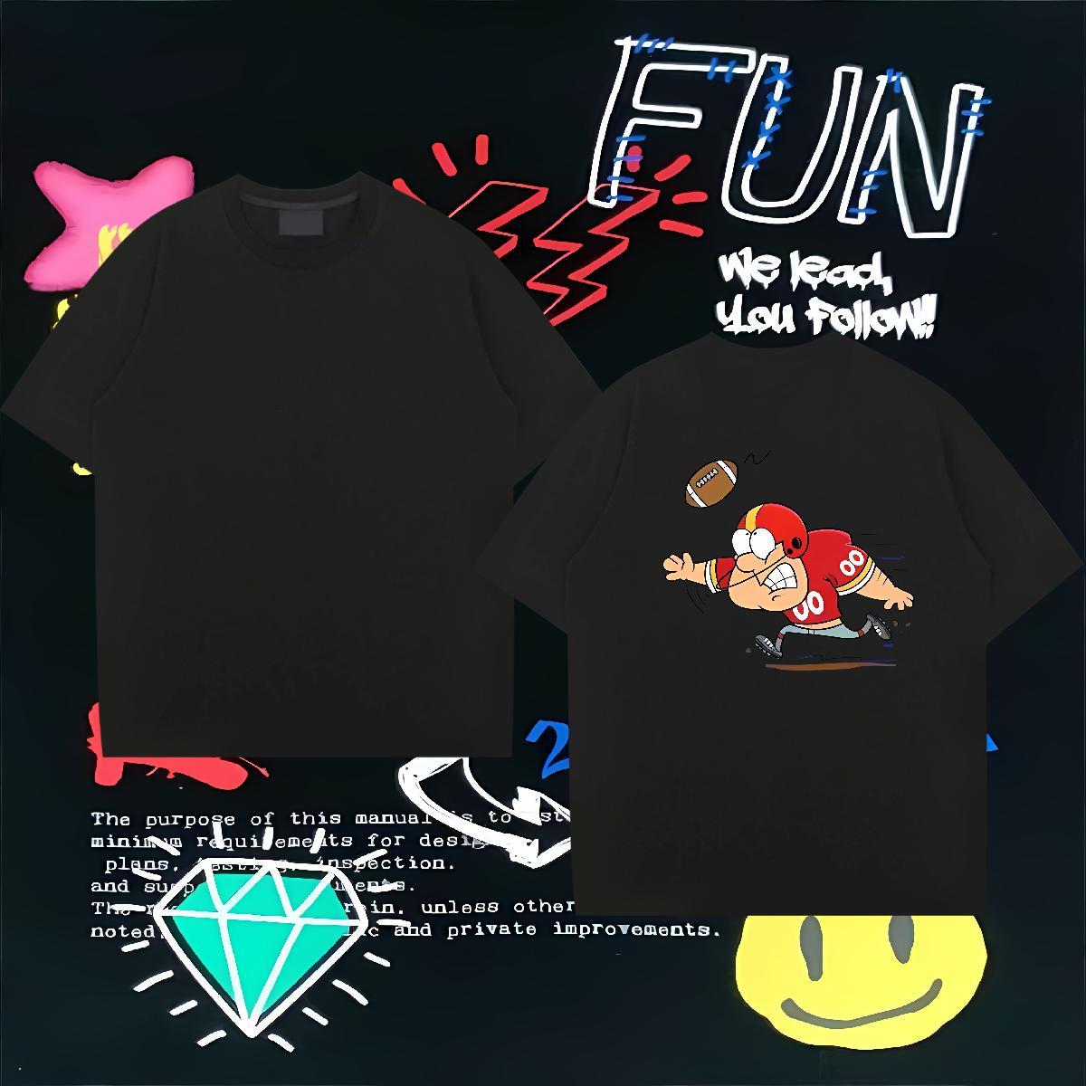Free Shipping T-Shirts 100% Cotton 230g rugby Summer Casual Plus Size Cartoon O-Neck Short Sleeve Tshirt for Man Woman Classic Casual Wear