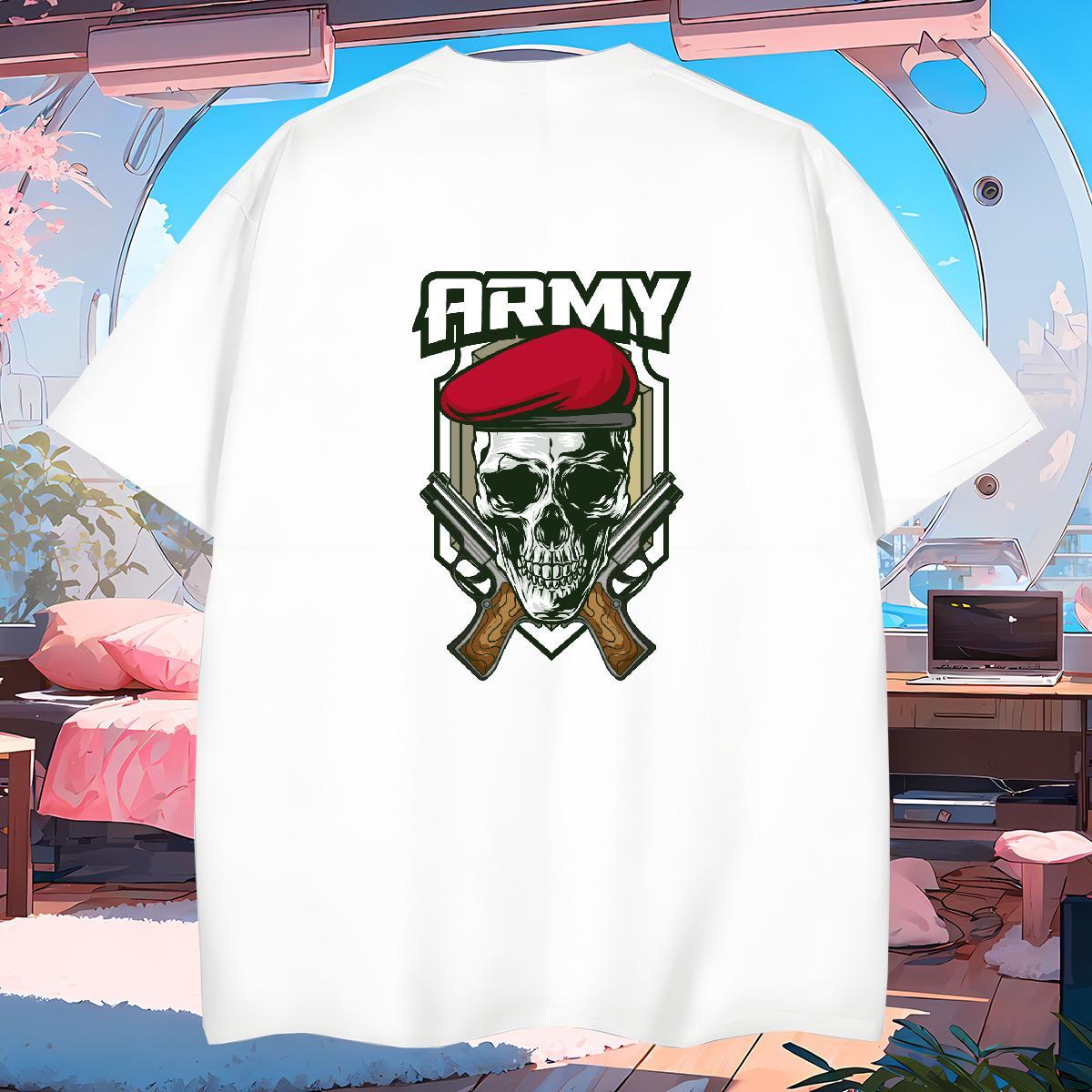 Comfortable T Shirts Men 100% Cotton 230g skull Street Anime Print O Neck Short Sleeves Men Clothes T-Shirt 2024 New Tops Shirt